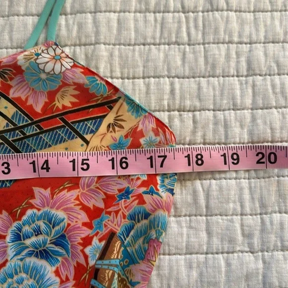 Cute semi sheer Asian Floral Multicolor Summer mini slip Dress​​ - Picture 11 of 15